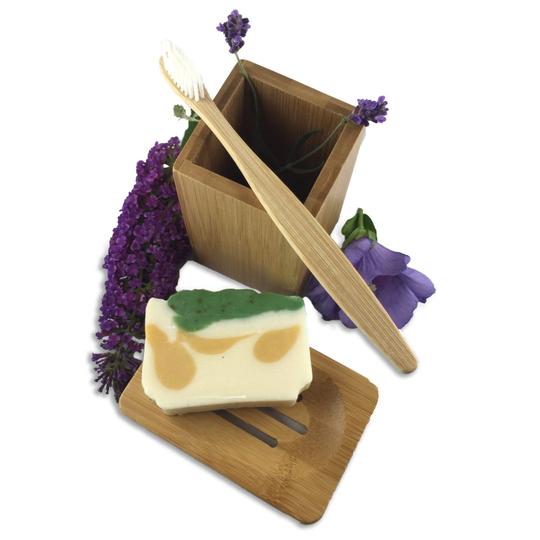 Set of 2: Bamboo Toothbrush Holder & Bamboo Toothbrush Nature's Very Best