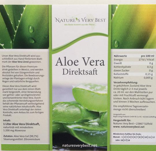 Aloe Direktsaft 6 x 1 Liter Nature's Very Best