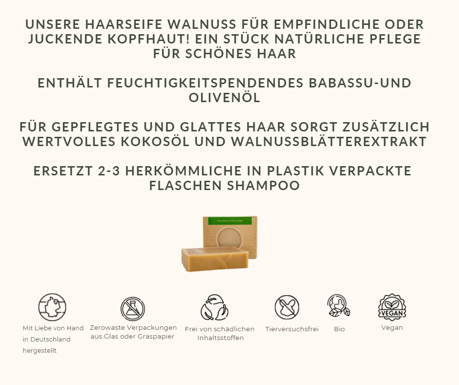Hair soap walnut, for sensitive or itchy scalp Nature's Very Best