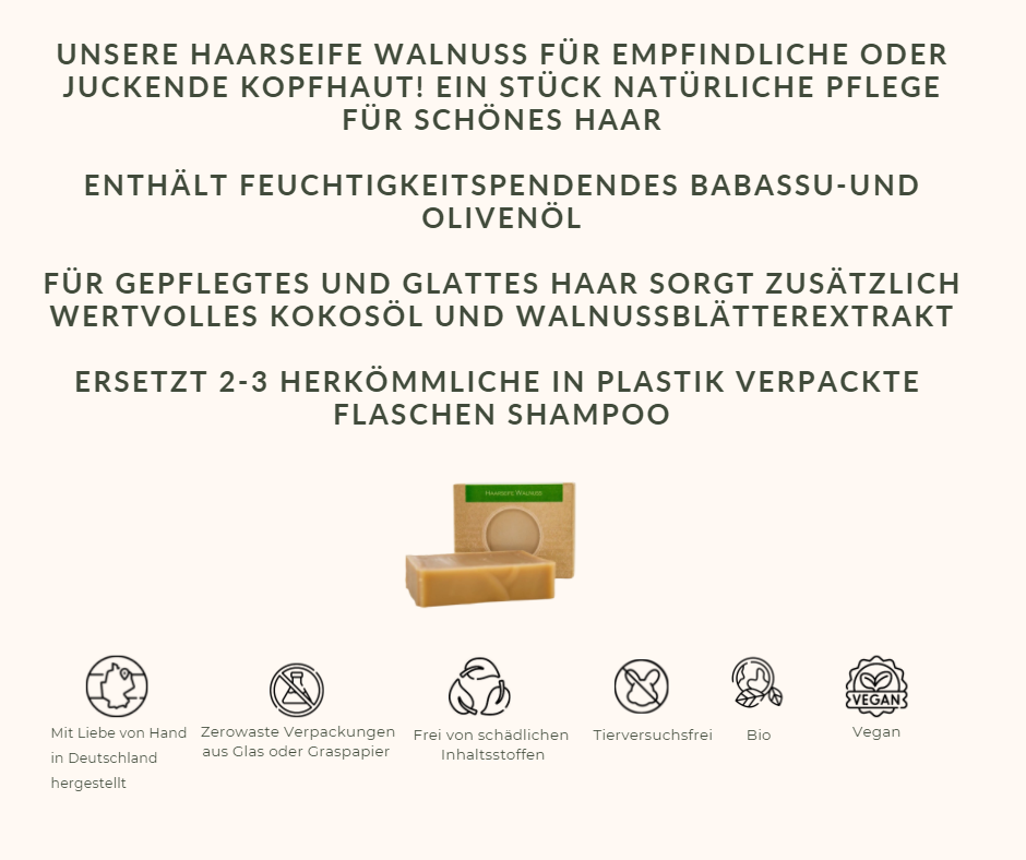 Haarseife Walnuss, für empfindliche oder juckende Kopfhaut Nature's Very Best