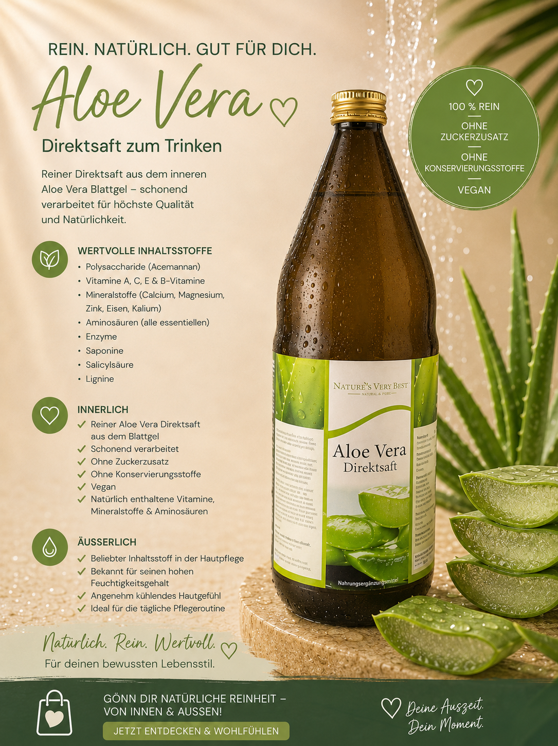 Aloe Direktsaft 6 x 1 Liter Nature's Very Best